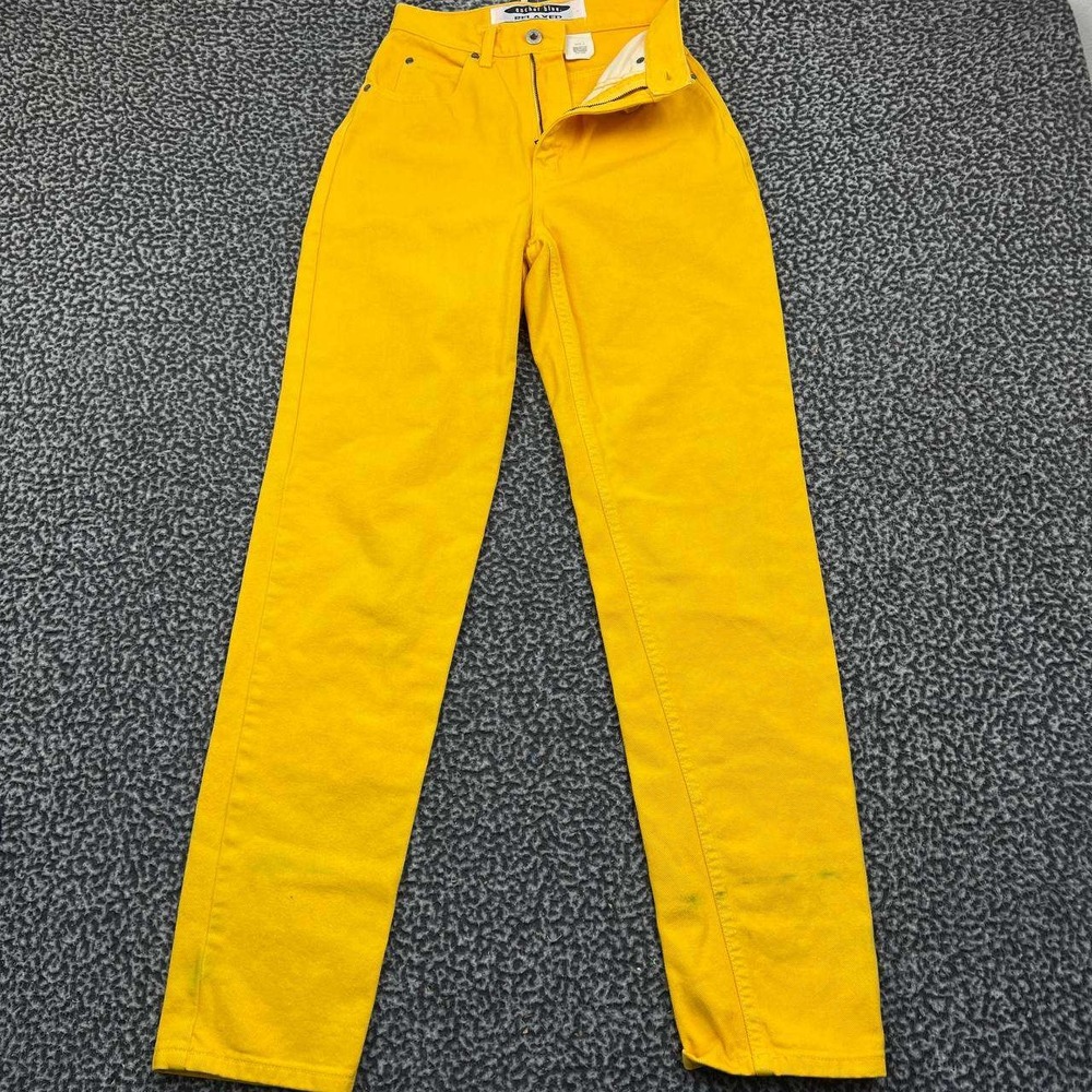 Vintage‎ Anchor Blue Jeans Women 3 Yellow Denim Pants Relaxed Fit Cotton 25x31